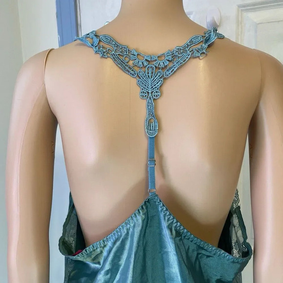 Avoidlove Fairy Y2K Slip Dress XXL Lingerie Teal Lace Satin Silky Sexy Romantic - Picture 8 of 10
